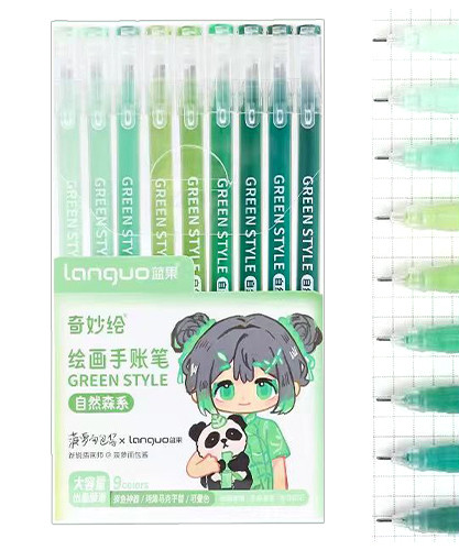 Ручки гелевые набор- 9 цв. DD-310 "Зеленые" 0,6мм, игольчатый стержень, в уп. ПВХ LG-D0235S (1/48/192) Ручки гелевые набор- 9 цв. DD-310 "Зеленые" 0,6мм, игольчатый стержень, в уп. ПВХ LG-D0235S (1/48/192)