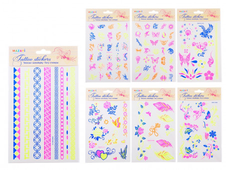 Тату стикеры, флуоресцентные, 24.5 х 14.5 см (12)