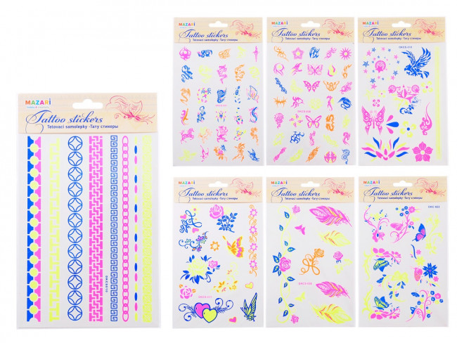 Тату стикеры, флуоресцентные, 24.5 х 14.5 см (12)