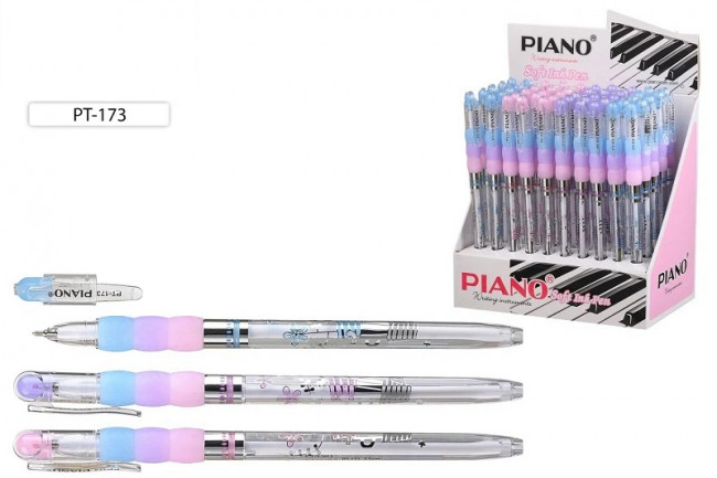 Ручка шариковая 0,5мм синяя "Piano Soft Ink Pen" на масляной основе, полупрозрачный корпус, PIANO/PT-173 (50)