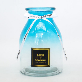 Ваза стекло H=18см, D=8,5см гладкая "Бутыль", голубая, Микрос/ч52183 Ваза стекло H=18см, D=8,5см гладкая "Бутыль", голубая, Микрос/ч52183