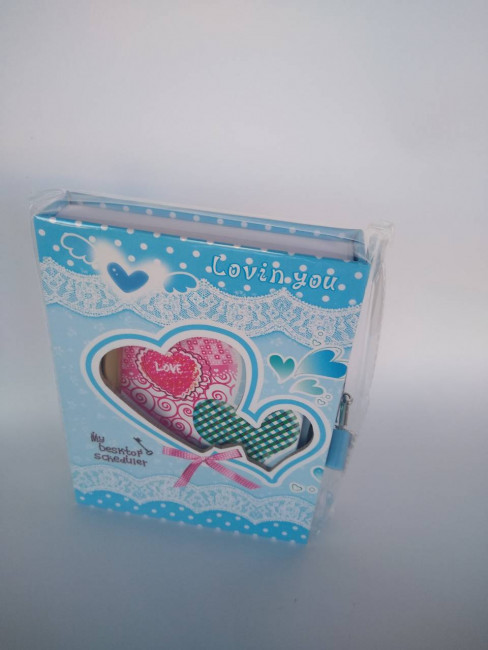 ПОДАРОЧНЫЙ НАБОР С ЗАМОЧКОМ А6 (блокнот+ручка) СЕРДЦА "ASMAR"