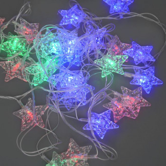 Электрическая гирлянда 20 лампочек 7см*4м "Звезды" светодиодная, многоцветная, Микрос/ч31633_20 Электрическая гирлянда 20 лампочек 7см*4м "Звезды" светодиодная, многоцветная, Микрос/ч31633_20