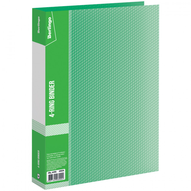 Папка на 4 кольцах Berlingo "Diamond", 40мм, 700мкм, зеленая