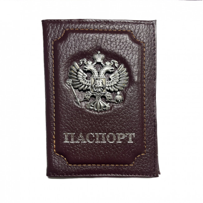 Обложка на паспорт WENZER OFFiCE, паспорт из натур.кожи с кокардой ф/з, марсала, флоттер
