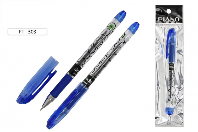 Шариковая ручка на масляной основе "Piano Flawless",в индивидуальной упаковке с европодвесом, прозрачный корпус с рисунком, цветной прозрачный колпачок, резиновый держатель, игольчатый наконечник, толщина пишущего наконечника 0,7 mm, цвет чернил-синий.