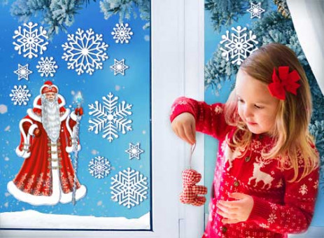 Набор наклеек для декорирования интерьера "Новогодний", рн4-11