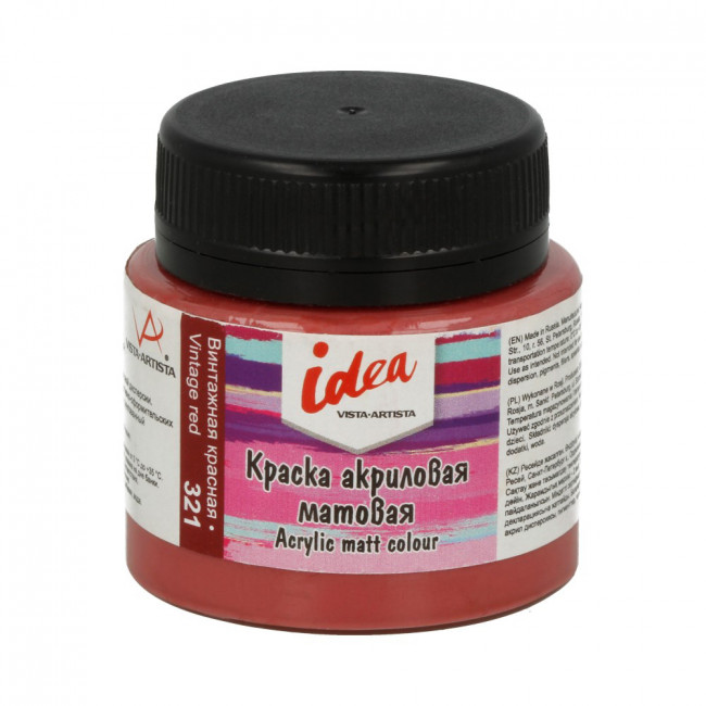 Краска акриловая для декора матовая 50мл 321 винтажная красная, VISTA-ARTISTA/ IMA-50 321