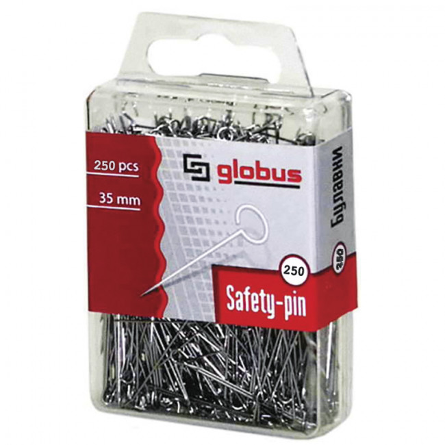 Булавки офисные 35 мм, 250 шт., пластик. коробка, европодвес