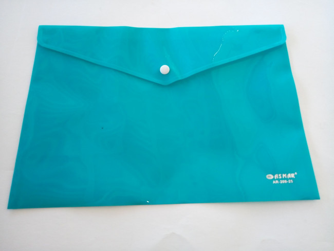 Папка-конверт на кнопке А4 250 мкм (ПЛОТНАЯ), непрозрачная, бирюзовая ASMAR (12/240)