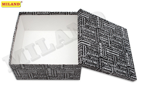 Одинарная квадратная коробка "Пожелания" 17,5*17,5*10 см ПП-3235