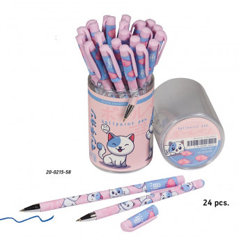 Ручка шариковая 0,5мм синяя "HappyWrite. Kawaii animals.Котенок", BV/20-0215/58 (24)