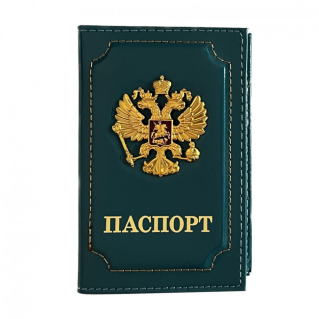 Обложка на паспорт WENZER OFFiCE, паспорт из натур.кожи с кокардой ф/з, бирюза