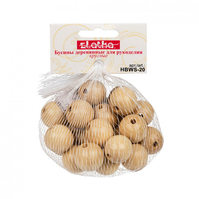 Бусина "Zlatka"   дерево   HBWS-20   20 мм    25 шт ± 1 шт св. дерево