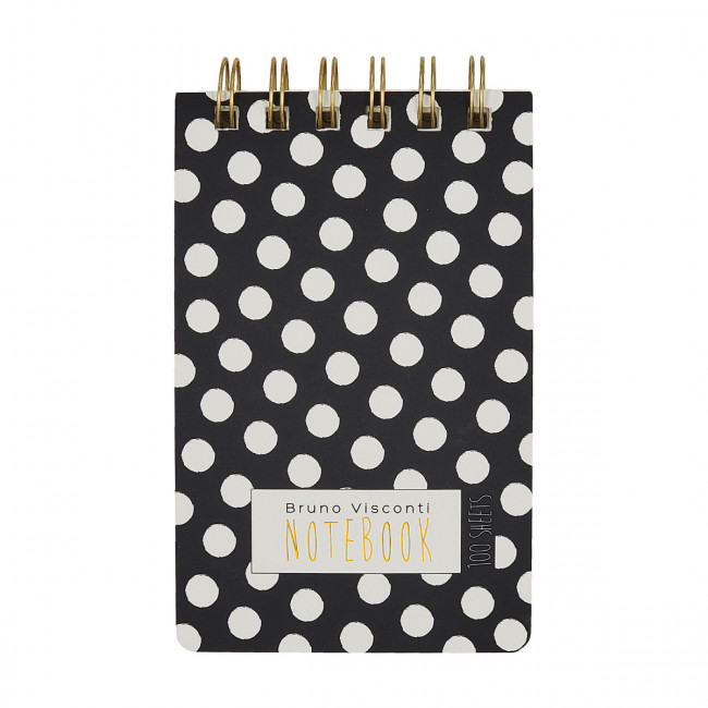 Блокнот А6- 100л линия "Black&White. Горошек", на гребне, BV/3-100-005/02 (20)