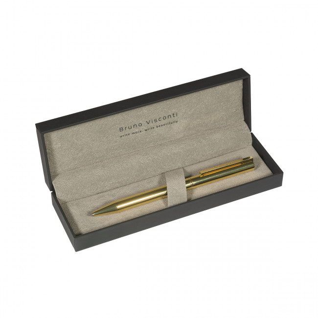 Ручка автоматическая 0,7мм синяя "Bergamo", в черном Soft Touch футляре, корпус золото, BV/20-0352/07