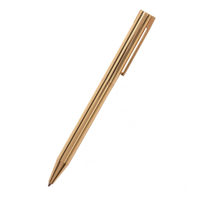 Ручка автоматическая 0,7мм синяя "Bergamo", в черном Soft Touch футляре, корпус золото, BV/20-0352/07