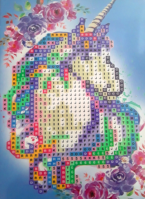 Фиолетовый единорог. Алмазная мозаика: для детей; размер 10*15 см. МС-5413- JE 25165