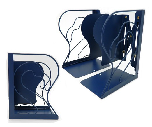 Подставка для книг - держатель на полку CO-59 "Фламинго" металлическая, 20х15см, синяя, в к/кор (1/1/24)