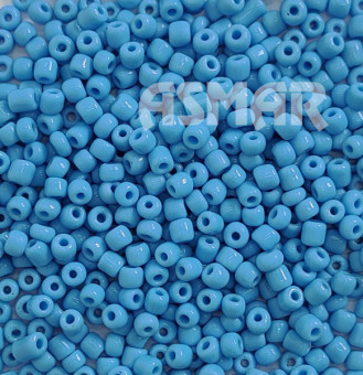 Бисер "ASMAR" размер №6, вес: 450 г, голубой глянцевый, непрозрачный