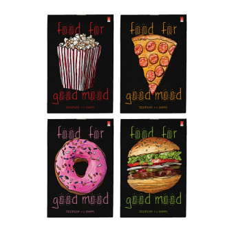 Блокнот А6 40л клетка "Food in black", на гребне, BV/3-40-765