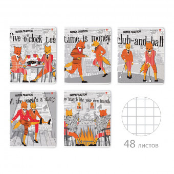 Тетрадь 48 клетка "Лисы. Мегаполис" скрепка, BV/7-48-825 (10/60)