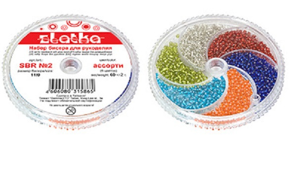 Набор бисера для рукоделия ассорти прозр. с сереб.отверстием, Zlatka/SBR №2 Набор бисера для рукоделия ассорти прозр. с сереб.отверстием, Zlatka/SBR №2