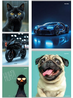 Тетрадь 48 клетка "Микс-4302" скрепка, Проф-Пресс/48-4302 (10/100)