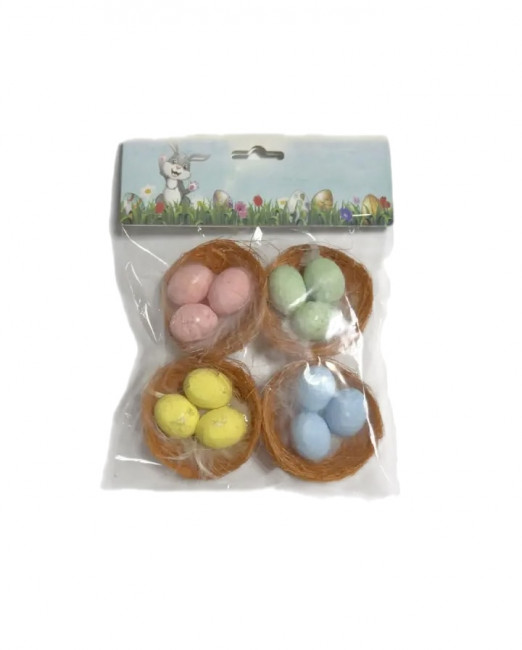 Пасхальное декоративное украшение "Гнездо с яйцами" Магистр,  пенопласт, ассорти, 4 вида, MAGP-FH230329