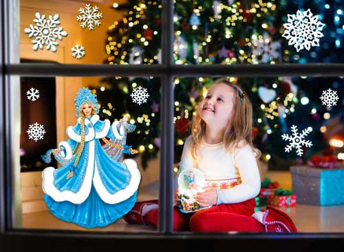 Набор наклеек для декорирования интерьера "Новогодний", рн4-12 Набор наклеек для декорирования интерьера "Новогодний", рн4-12