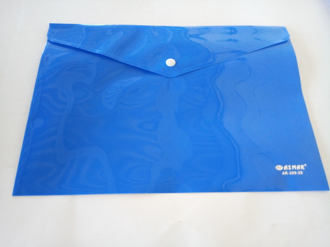 Папка-конверт на кнопке А4 250 мкм (ПЛОТНАЯ), непрозрачная, синяя ASMAR (12/240)