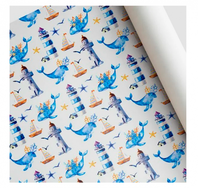 Бумага подарочная 100см х 68,5см, "Маяк" (50)