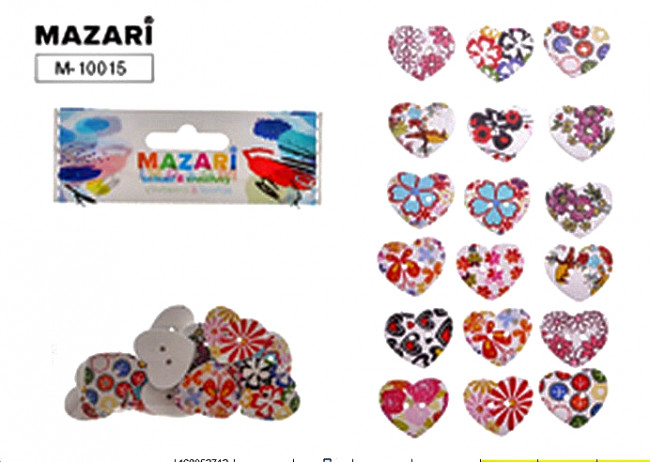 Пуговицы декоративные HEART, ассорти 18 дизайнов, Mazari (24)