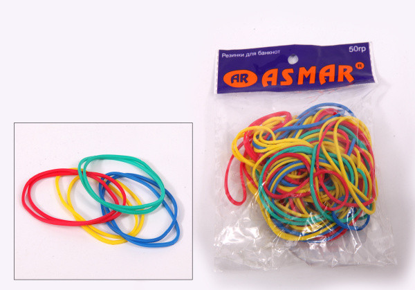 Резинка 50гр d-60 мм для банкнот цветная, Asmar (240)