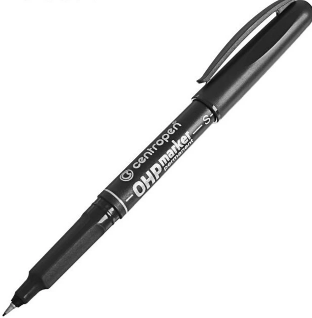 Маркер Centropen перманент, OHP черный, линия 0,3мм, устойчив к воде и стиранию