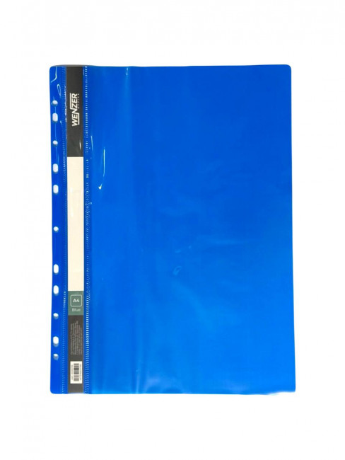 Папка-скоросшиватель с прозрачным верхом A4 WENZER OFFiCE, с перфорацией, 160 мкм., синяя (12)