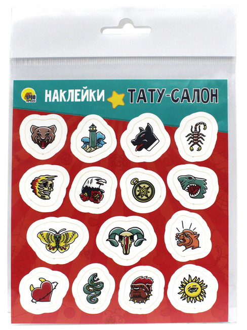 Наклейки "Тату салон". Формат: 135x185x1мм 1стр, Проф-Пресс