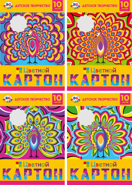 Набор цветного картона 10л. А4 "Жар-птица" в папке