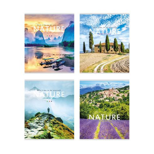 Тетрадь общая А5 скоба 48л. клетка "Наедине с природой" (ассорти) BG (8/56)