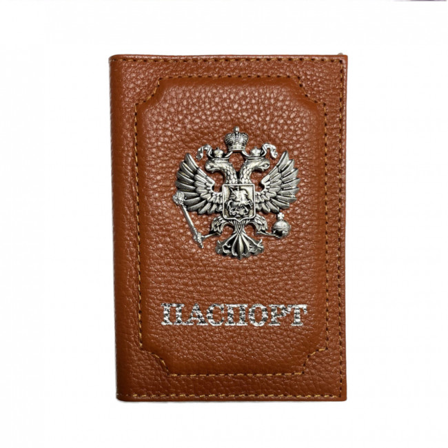 Обложка на паспорт WENZER OFFiCE, паспорт из натур.кожи с кокардой ф/з, оранжевый, флоттер