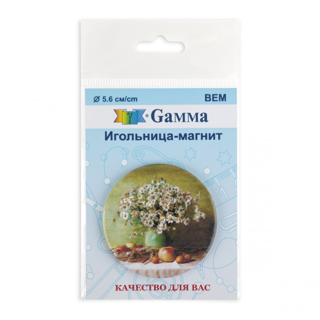 Игольница-магнит   в пакете с еврослотом №02 Букет ромашек BEM