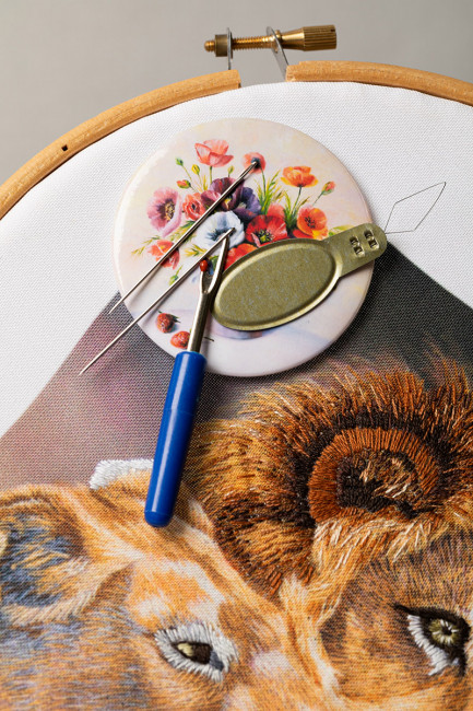 Игольница-магнит   в пакете с еврослотом №02 Букет ромашек BEM