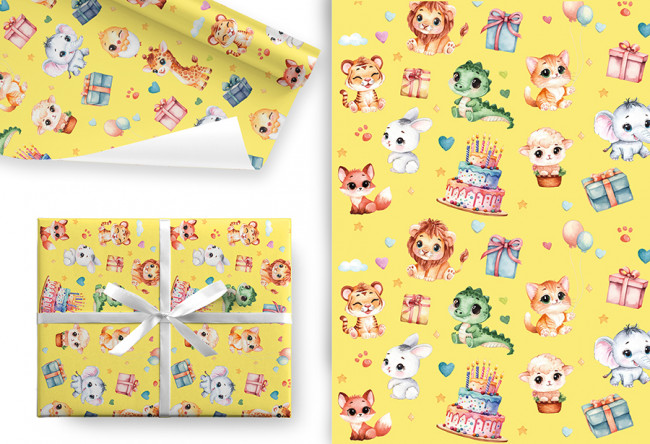 Бумага глянцевая 80гр/м2, 99см х 68см, "Зверята", Микрос/Ч47941 (5)