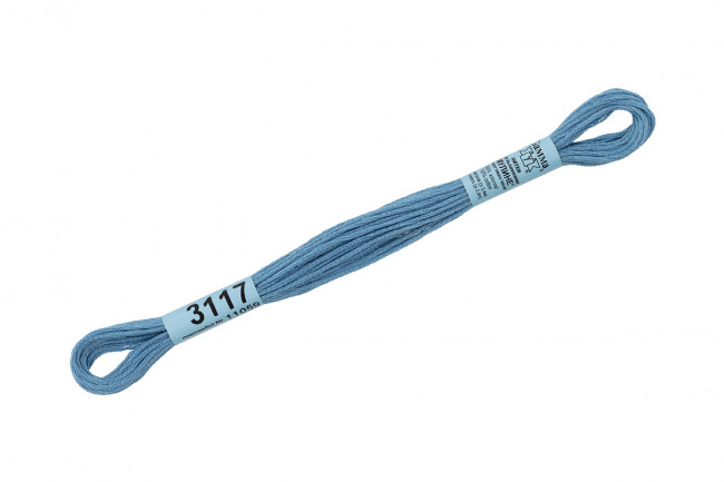 Нитки для вышивания 8 м 100% хлопок, мулине, голубой, Gamma/3117
