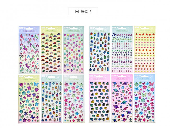 Наклейки декоративные, 9.5*20.5 см, 12 дизайнов, ОПП-упаковка Наклейки декоративные, 9.5*20.5 см, 12 дизайнов, ОПП-упаковка