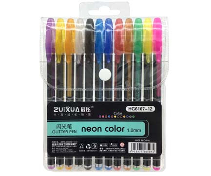 Ручки гелевые набор-12 цв. CD-800 "Neon Color" Блестки 1мм, 6107-12 (2/30/240) Ручки гелевые набор-12 цв. CD-800 "Neon Color" Блестки 1мм, 6107-12 (2/30/240)