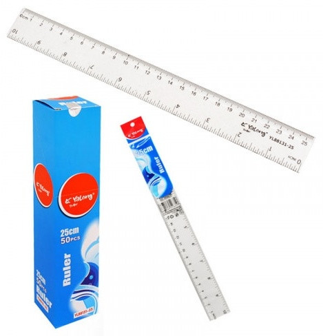 Линейка 25см пластиковая, прозрачная, Yalong/YL88131-25