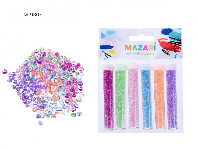 Набор бисера, 6 цветов х 8 г, в пластиковых тубах, ОПП-упаковка с европодвесом Набор бисера, 6 цветов х 8 г, в пластиковых тубах, ОПП-упаковка с европодвесом