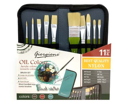 Кисти набор 10 шт. синтетика  для масляных красок, в голубом пенале на молнии, CK-141/CD-416/QR-2  №G-F200 (1/6/24) Кисти набор 10 шт. синтетика  для масляных красок, в голубом пенале на молнии, CK-141/CD-416/QR-2  №G-F200 (1/6/24)