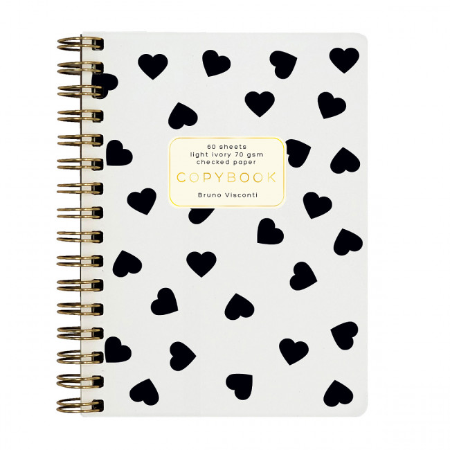 Тетрадь А6 60л клетка "Black&White. Сердечки", на гребне, BV/7-60-005/03 (40)